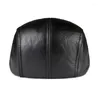 Berets Spring Autumn Winter Hat Men Real Leather Visor Cap Casual Fashion Women Beret Solid Black Peaked Flat Duckbill