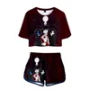 Women's Tracksuits Creepypasta 3d Print Two Piece Set Short Sleeve Crop Top Shorts Sweat Suits Women Tracksuit Outfits Summer Girl Sets