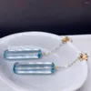 Dangle Earrings Shilovem 18k Yellow Gold Piezoelectricity Aquamarine Fine Jewelry Women Trendy Wedding None Necklace Gift Myme08305596a