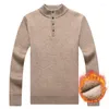 Hommes chandails marque mode bouton o-hommes hiver épais chaud coréen mince noir Pull Homme pur laine mérinos pulls