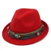 Berretti Mistdawn Sunhat Cappello a tesa rigida Outdoor Party Street Caps Multicolor Casual Vintage Feltro di lana Jazz Fedora Elegante Trilby