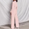 Women's Two Piece Pants 2022 Ladies Casual Tailored Suit Temperament Solid Color Long Sleeve Lapel Single Button Blazer Trousers Set