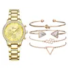 腕時計5個の時計セットラグジュアリーダイヤモンドラインストーンクオーツウォッチ女性ファッションレディースガールクロックレロジオフェミニノ