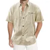 Men's Casual Shirts Simple Stylish Turn-down Collar Breathable Men Top Firm Stitching Thin Garment