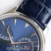 GF Master Ultra Dunne A938 Automatische heren Watch 1378480 Echte stroomreserve stalen kast blauwe stick Dial Leather Riem Super Edition horloges Puretime B2