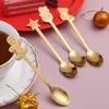 Dekoracje świąteczne 4PCS 2022 łyżki do kawy z łyżeczką pudełka na prezent deserowe stoliczne stali stali Rok 2023