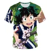 Camisetas masculinas 2022 Verão My Hero College Wind Cartoon Caractere 3D Impresso O-Gobes Camiseta Camiseta Camiseta Vendas Diretas de Fábrica