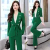 Women's Two Piece Pants Korean Elegant Professional Blazer Set Women's 2023 Spring And Autumn Temperament Casual Suit Coat Micro Bell 2