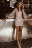 Lässige Kleider Europa und Amerika Geburtstag Otfits für Frauen 2022 Stil Pailletten Langarm Mantel Mini Party Nachtclub Kleid