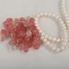 أقراط متدلية yacq watermelon Quartz Pearl 925 Sterling Silver Drop Drop Handmade Handmed Gifts for Women Mom Girls Girls