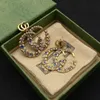 2021 NOVA marca de moda Brincho Color Diamond Double G Letter Brass Material Personalidade Brincos Mulheres J￳ias de designer de festas de casamento alta qualidade com caixa