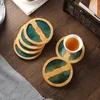 Bord mattor Creative Epoxy Harts Transparent Bamboo Tea Cup Coffee Holder Potoler Ceremonin Tillbehör levererar Placemat Drinkware