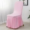 Elastic Solid Color Chair Cover Spandex Stretch Chair Covers Slipcovers Ruffled Long Seat Case For Home Kitchen Dining Room Wedding Banquet Party Hotel