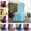 Elastic Solid Color Chair Cover Spandex Stretch Chair Covers Slipcovers Ruffled Long Seat Case For Home Kitchen Dining Room Wedding Banquet Party Hotel