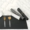Tapis de Table en PVC rayé, napperon classique noir et blanc, rectangulaire, aspect lin, antidérapant, pour bol à manger, tasse à boisson