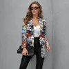 Garnitury damskie Fall Vintage Blazer Jacket plus size żeńska High Street nieregularna litera moda moda z długim rękawem Stylowe kobiety