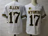 Wyoming 17 Josh Allen College Football Jersey White Brown Mens Jerseys Stitched