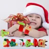 Christmas Slap Bracelet Cute Santa Deer Xmas Tree Wristband Pop Circle for Christmas Kids Gift New Year Party Favors Decorations