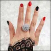 Anéis de casamento Anéis de casamento Luxury Big Crystal Zircon Stone Ring Masculino Male feminino 925 Sier Engagement Vintage Party Band para Women237H Dr Dhghm