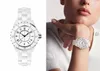 2023 Luxury Women's Watches Ceramic White and Black Diamond Watch Fashion AAA Quality Ladies Wristwatch Classic Designer Wome273o