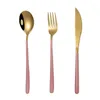 Dinnerware Sets 3Pcs/set Black Gold Cutlery Set 18/10 Stainless Steel Silverware Flatware Dinner Knife Fork Spoon Drop