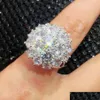 Anéis de casamento Anéis de casamento Luxury Big Crystal Zircon Stone Ring Masculino Male feminino 925 Sier Engagement Vintage Party Band para Women237H Dr Dhghm