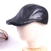 Berets Herren Damen Echtleder Verstellbare Schirmmütze Casquette Baskenmütze Sboy Jazz/Navy/Armee Caps/Hüte