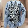 Hoodies masculinos outono e inverno capuz masculino de caveira impressão casual moletons com zíper de manga de rua Harajuku jaqueta harajuku