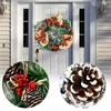 Flores decorativas Ideas de decoración de puertas de invierno Guirnalda Decoraciones florales delanteras con mezcla hecha a mano Flocado Gigante de Navidad Iluminado