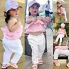 Ensembles de vêtements 1-6T Enfant Enfant Bébé Filles Vêtements Set Off Épaule En Mousseline De Soie Crop Top Pantalon Long Costume Été Mignon Doux Tenues De Plage