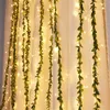 Strings 3x1M Imitation Vines Ivy Leaves Curtain Light Garland With Remote Plants Vine Led Fairy String Garden Patio Icicle