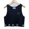 Kvinnors tankar Camis Women Designer Tops Tees Wide Shoulder Strap Vest Sleeveless Top Triangular Letter Badge T Shirt Summer Short 296
