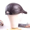 Berets Herren Damen Echtleder Verstellbare Schirmmütze Casquette Baskenmütze Sboy Jazz/Navy/Armee Caps/Hüte