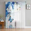 Curtain Colorful Butterfly White Window Tulle For Living Room Bedroom Kitchen Chiffon Sheer Treatment Decorations