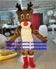 Brown Rudolph The Red Nose Reindeer Costume della mascotte Charlie Milu Deer Cartoon adulto Fiere Nuovo stile Nuovo zx2961