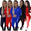 Nuovo autunno inverno moda donna tute giacca casual pantaloni della tuta 2 pezzi abiti lettera stampa jogging sport baseball set da jogging