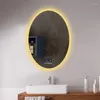Bath Accessory Set Nordic Oval Bathroom Anti-Fog Led Light Mirror Smart Comb