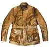 Men's Jackets Size Top Super Quality US Army Genuine M65 Outerwear Italian Cow Leather Long Coat Cowhide Safari Jacket