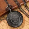 Pocket Watches Vintage Exquisite Floral Pattern Quartz Necklace Watch Arabic Numerals Dial Black/Silver/Bronze Retro Clock