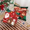 Juldekorationer Merry Cushion Cover Santa Claus ￤lg Reindeer M￶nster Kudde Ornament Hemdekoration Happy Year 2022