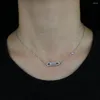 Chains High Quality Cz Paved 925 Sterling Silver Jewelry Geometric Round Dots Rectangle Bar Necklaces