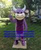 Purple Cow Bossy Cald Calf Mascot Costume Adult Cartoon Postacie strój garnitur ładny fajny firma zx2978