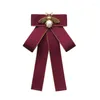 Arco amarra o arco de ponta shinestone pérola gravata feminina estilo britânico bancário britânico acessórios de camisa de aeromoça joias artesanais