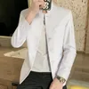 Herrenanzüge HOO 2022 Herren Business Casual Stehkragen Slim Fit Hübscher Blazer Jugendmode Multi-Button Freizeit