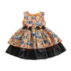 Vestidos de menina Mababy 1-7y Halloween Dress Dress Fantases infantil crianças Bow Pumpkin Princess Princesa para a festa D01