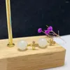 Dangle Earrings SHILOVEM 18k Yellow Gold Real Natural White Jasper Drop Classic Fine Jewelry Women Wedding Gift 10mm Yze1010552hby
