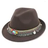 Berretti Mistdawn Sunhat Cappello a tesa rigida Outdoor Party Street Caps Multicolor Casual Vintage Feltro di lana Jazz Fedora Elegante Trilby