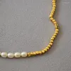 Choker Timeless Wonder Natural Pearl Geo Charms Chains Necklaces for Women Jewelry Goth KpopネックレスEgirl Boho Japan Top 4514