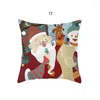 Juldekorationer Merry Cushion Cover Santa Claus ￤lg Reindeer M￶nster Kudde Ornament Hemdekoration Happy Year 2022