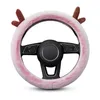 Steering Wheel Covers Cute Antlers Winter Thicken Short Plush Car Cover Universal Warm Fluffy Braid Easy To Install